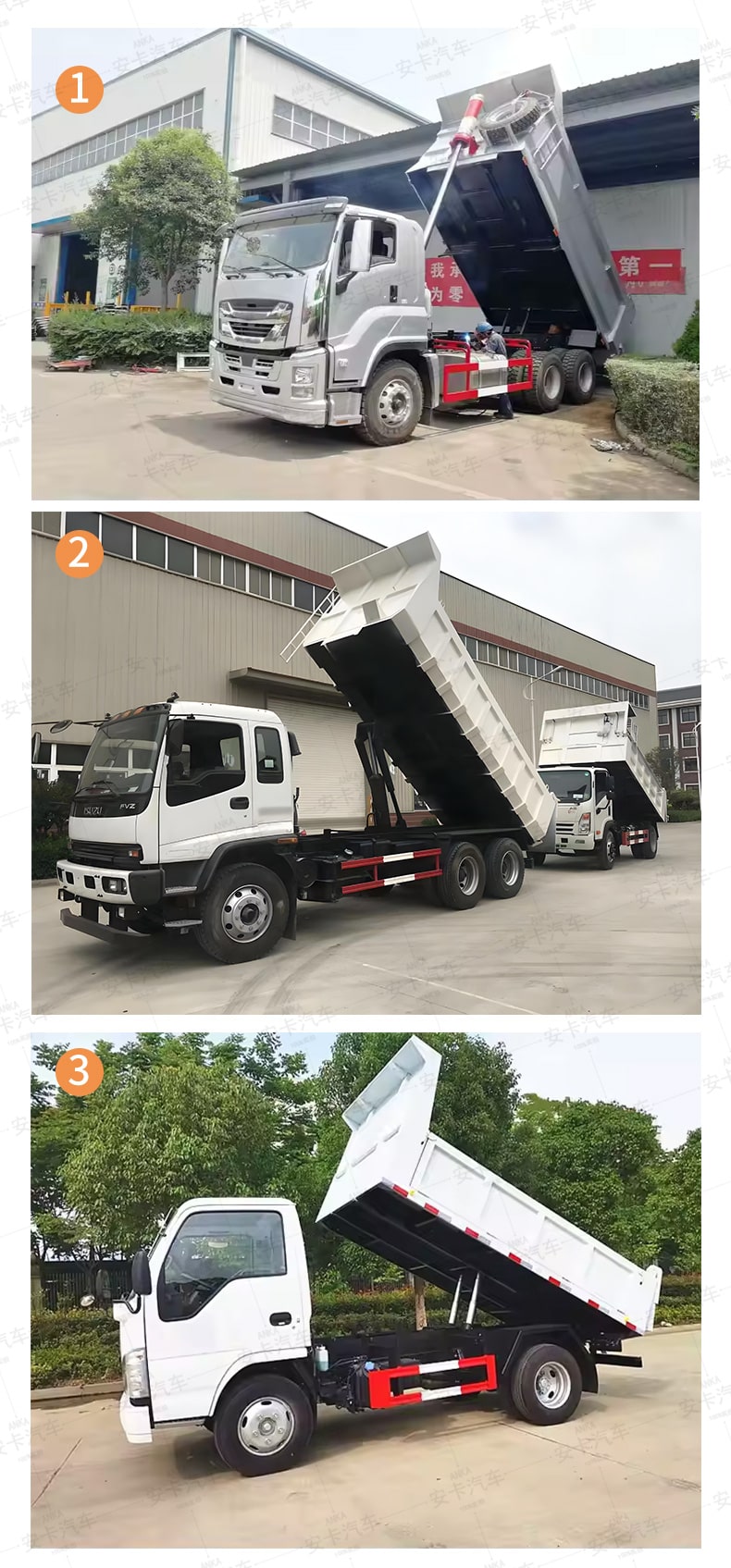 Isuzu Dump Truck Three Type Lift Mechanisms