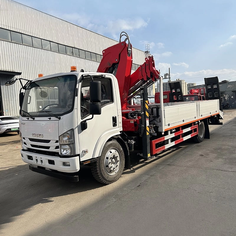 Isuzu Knuckle Crane Truck Side View