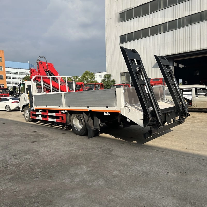 Isuzu Knuckle Crane Truck Back Side View