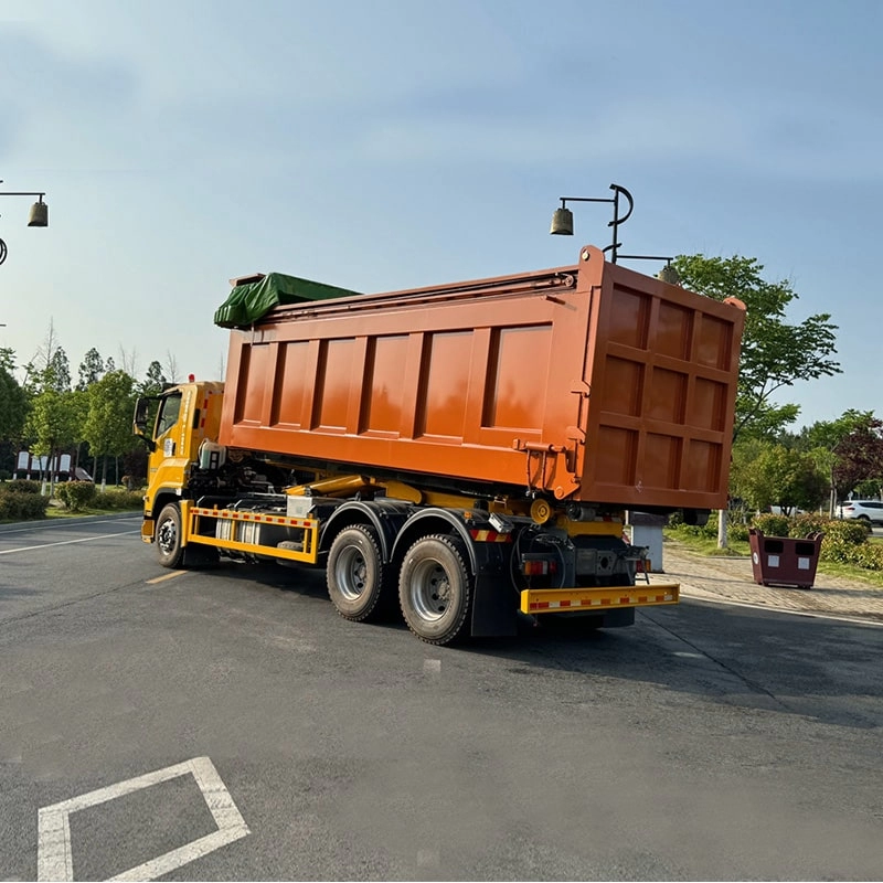 Isuzu Giga Hook Lift Garbage Truck Side View