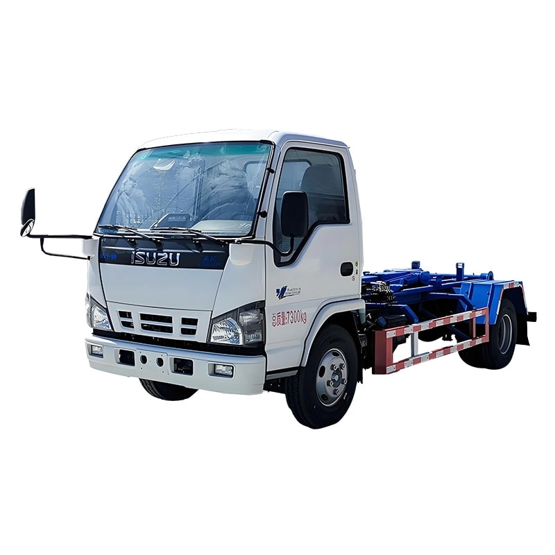 Isuzu Hook Lift Garbage Truck Side View