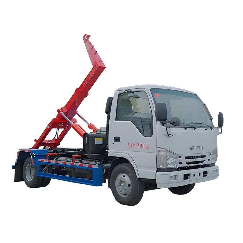 Isuzu Hook Lift Garbage Truck Side View