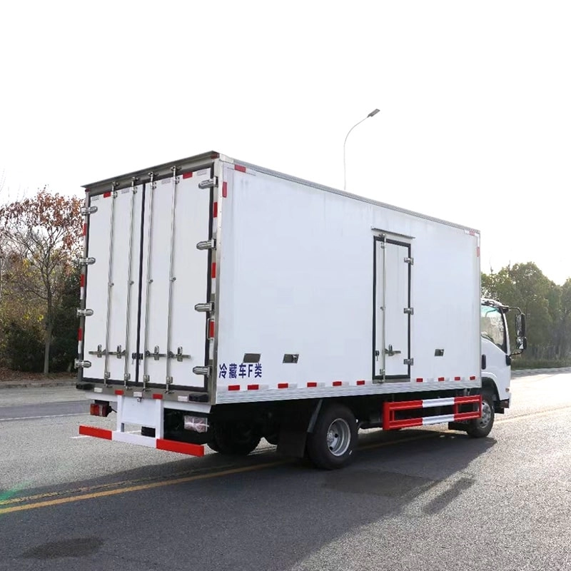 Isuzu Reefer Box Truck Back Side View