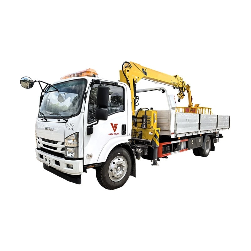 Isuzu Bucket Wrecker Truck with Crane Side View