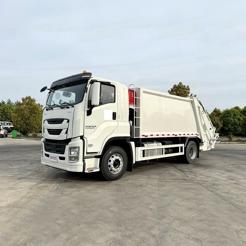 Isuzu Garbage Collection Truck Front Side View