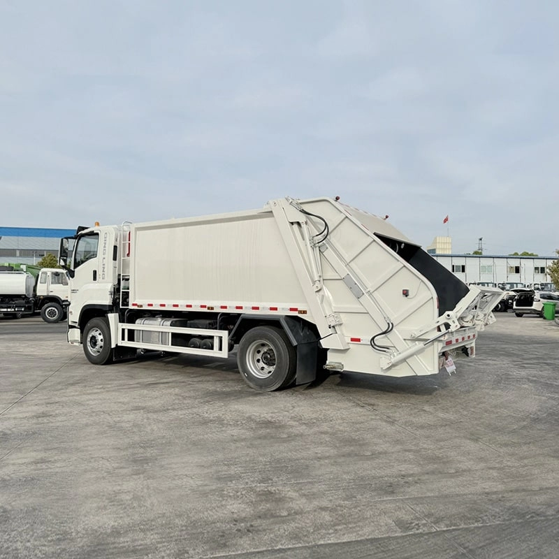 Isuzu Garbage Disposal Truck Back Side View
