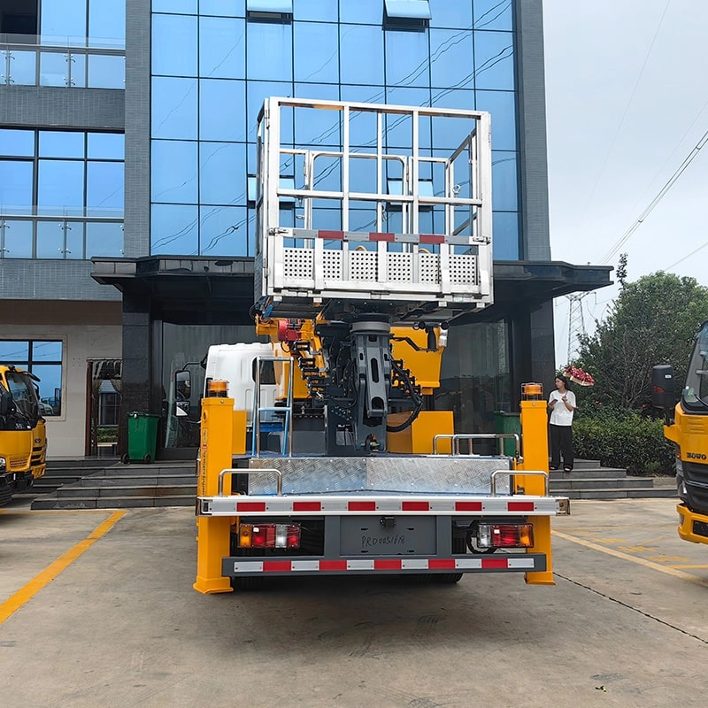 Isuzu Manlift Aerial Working Platform Truck Back View