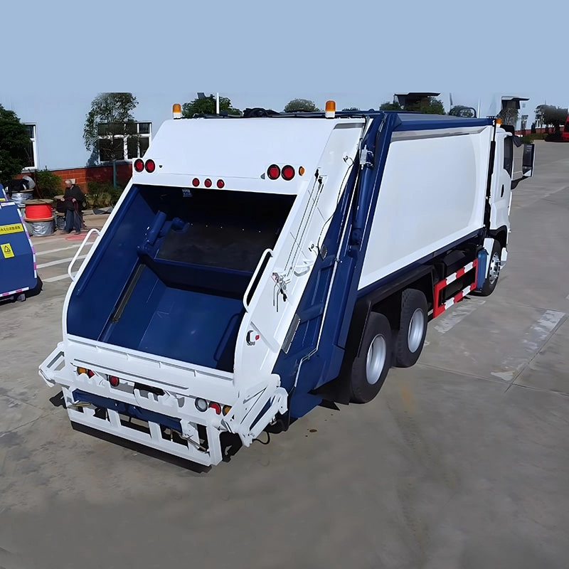 Isuzu Packer Garbage Truck Back Side View