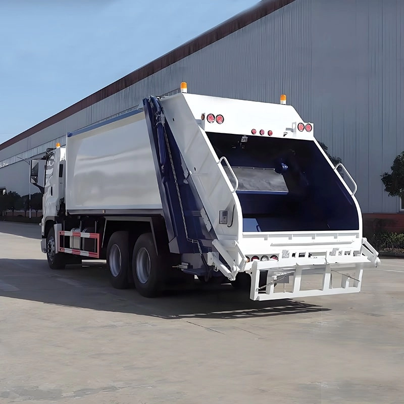 Isuzu Garabge Disposal Truck Back Side View