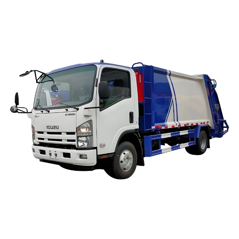 Isuzu Compression Garbage Truck Front Side View