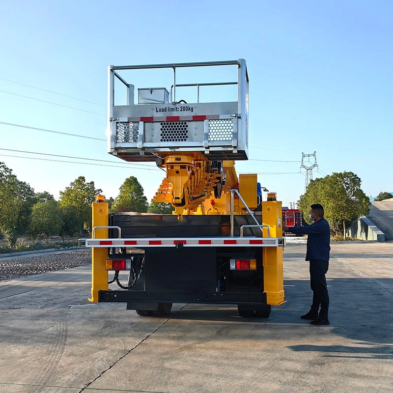 Isuzu Boom Aerial Lift Bucket Truck Back View