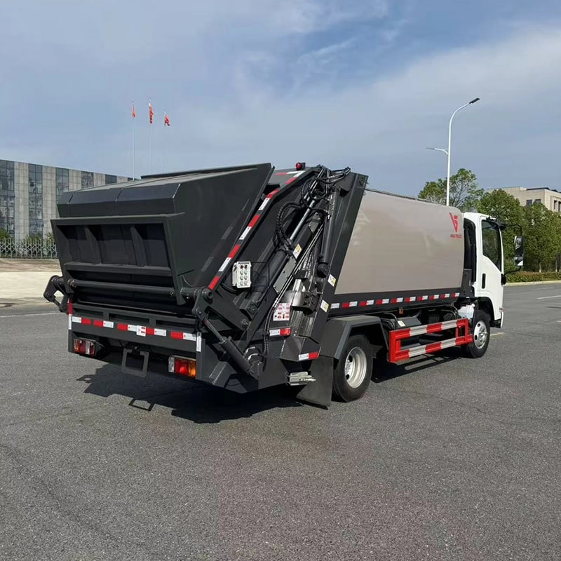 Isuzu Compactor Garbage Truck Side View
