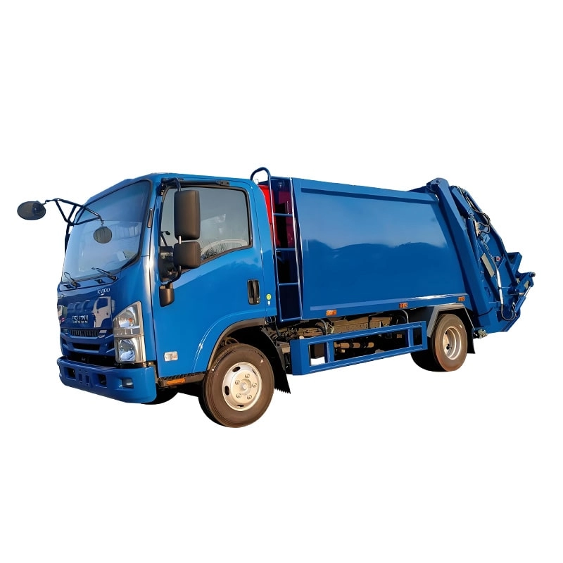 Isuzu 7cbm Garbage Compactor Truck Front Side View