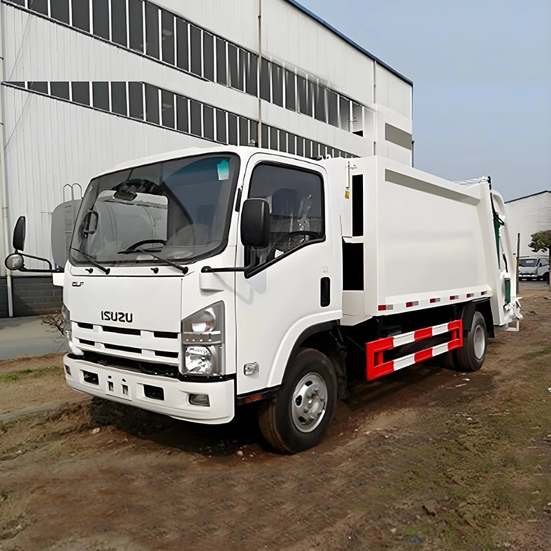 Isuzu Compressed Garbage Truck Front Side View