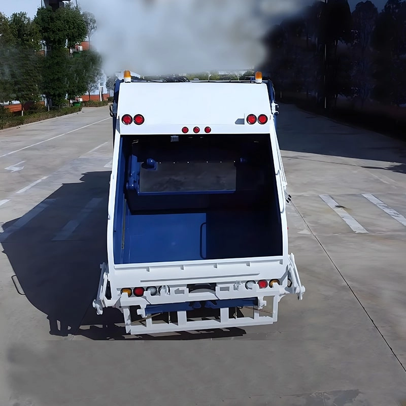 Isuzu Rear Loading Garbage Truck Back View