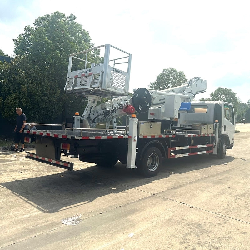 Isuzu Manlift Bucket Truck Back View