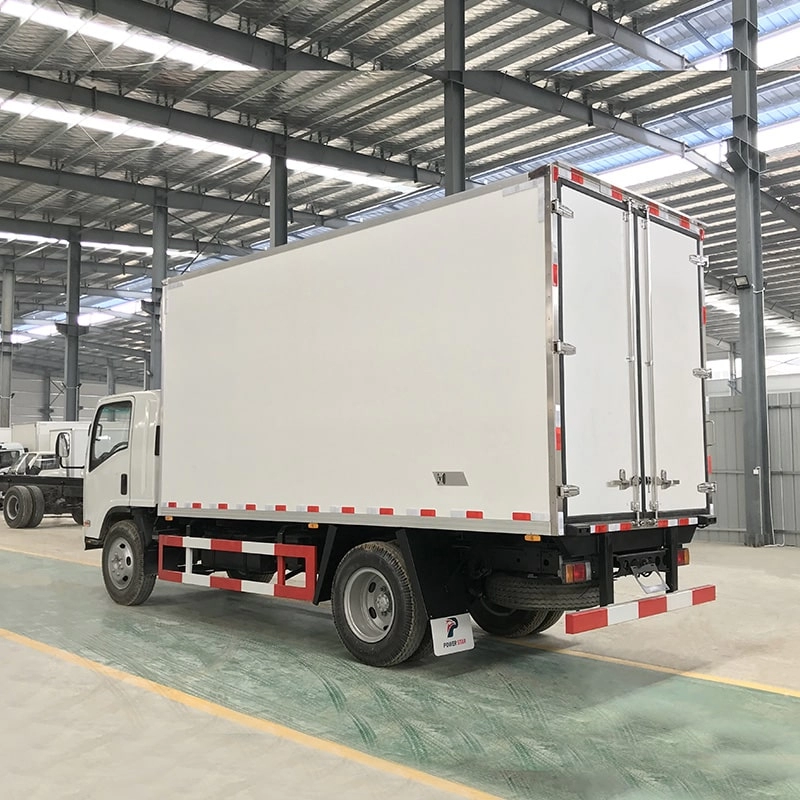 Isuzu Reefer Box Truck Back Side View