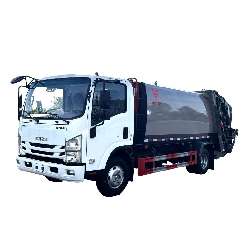 Isuzu Compactor Garbage Truck Front Side View