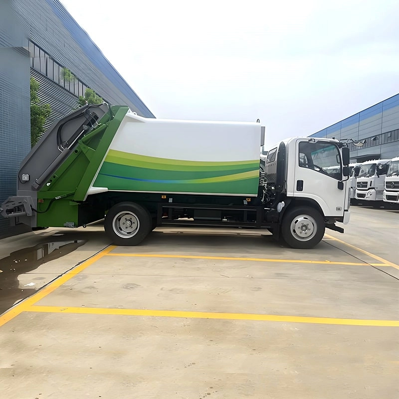Isuzu Garbage Compactor Truck Left Side View