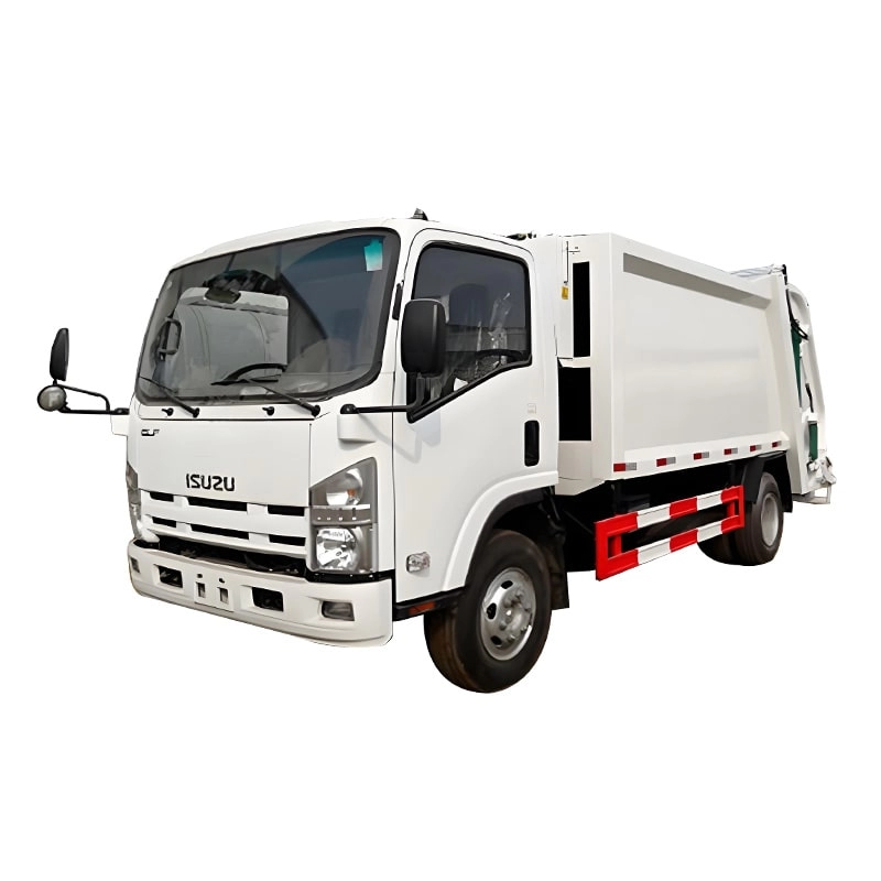 Isuzu Garbage Compactor Truck Front Side View
