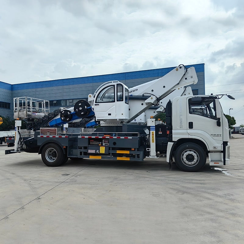 Isuzu 45m Aerial Lift Platform Truck Side View