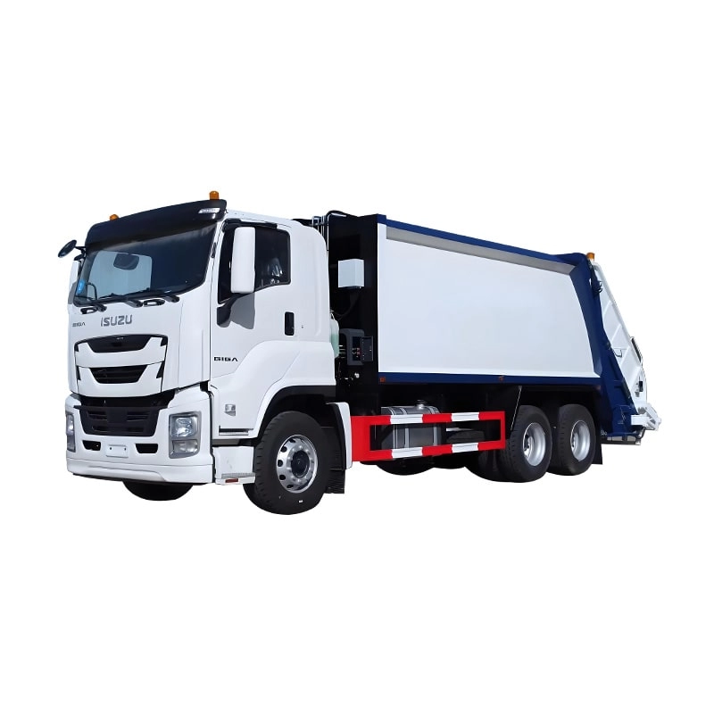 Isuzu Compression Garbage Truck Front Side View